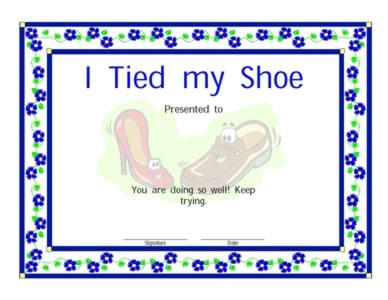 Certificate For Tying A Shoe