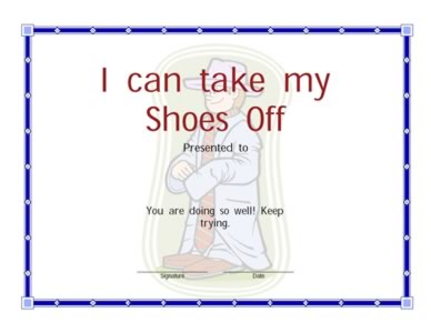 I can Take My Shoe Off Certificate