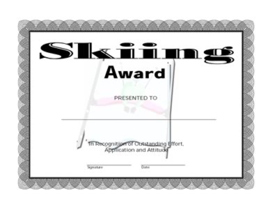 Certificate Of Achievement In Skiing - One