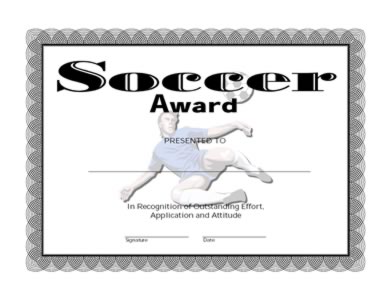 Certificate Of Achievement On Soccer - One