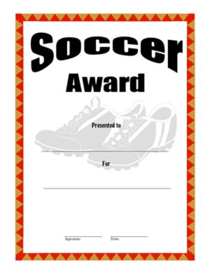 Certificate Of Achievement On Soccer  - Four