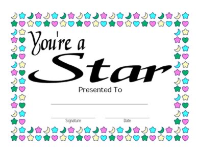 You Are A Star Certificate  - One