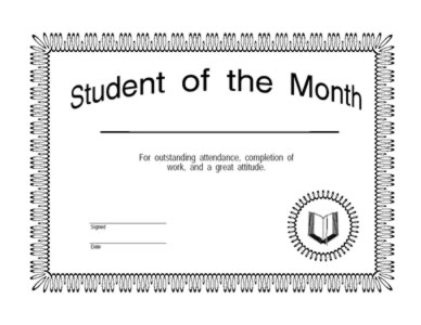 Student Of The Month Certificate - One