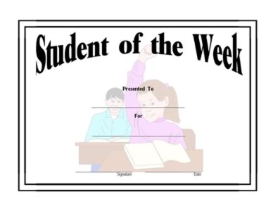 Student Of The Week Certificate-Four