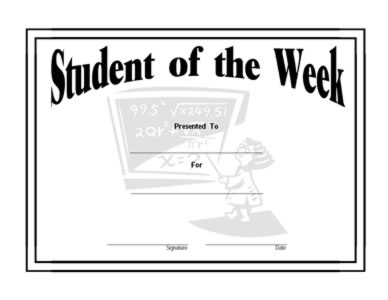 Student Of The Week Certificate-Five