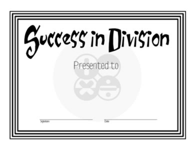 Certificate Of Achievement In Division