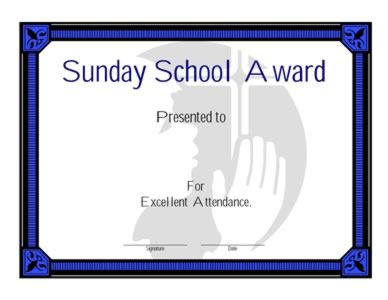 Sunday School Award Certificate