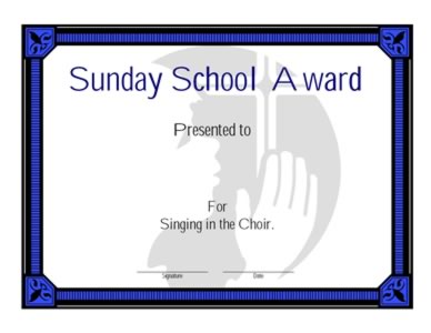 Sunday School Award Certificate - Two