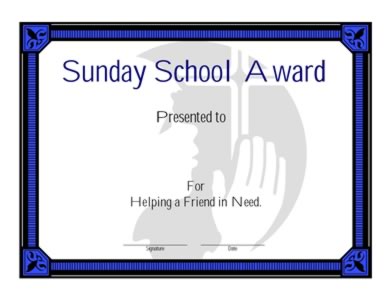 Sunday School Award Certificate-Three