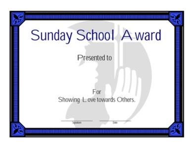 Sunday School Award Certificate-Five