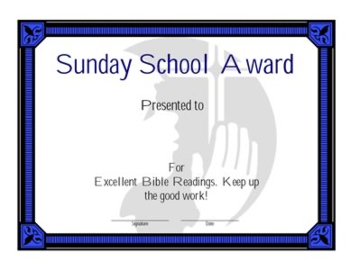 Sunday School Award Certificate-Seven