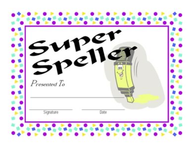 Super Speller Certificate  - One