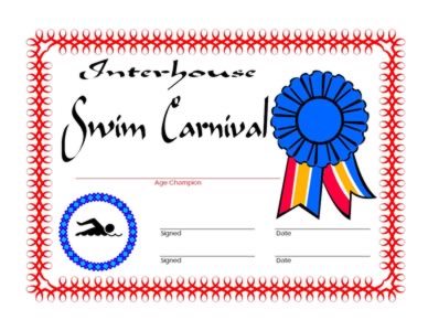 Certificate For Swimming - One