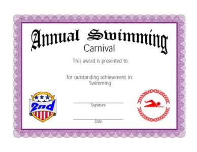 Certificate Of Achievement In Swimming-One