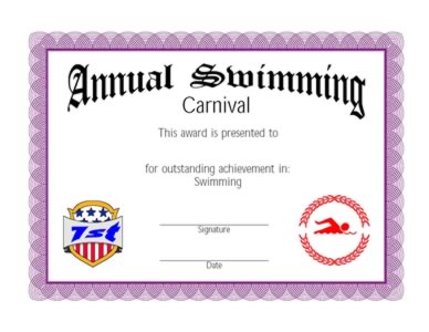 Certificate Of Achievement In Swimming-Three
