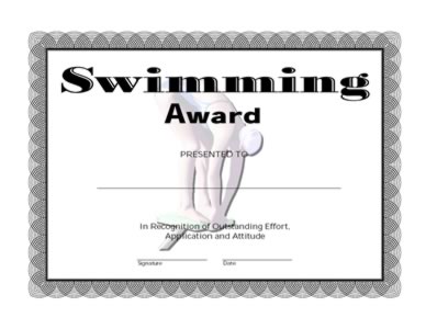 Swimming Award Certificate-One