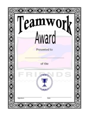 Team work award certificate-Four