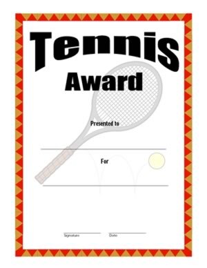 Award Certificate For Tennis-Two