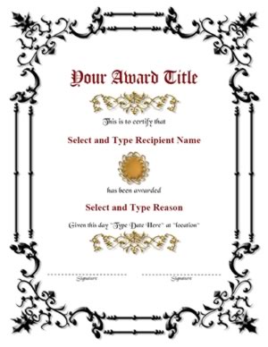 Black Designed Border With Brown Circle Certificte