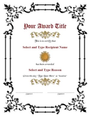 Black Designed Border With Brown Circle Certificte