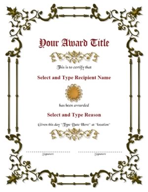 Double Green Border With Brown Designed Circle Award Template