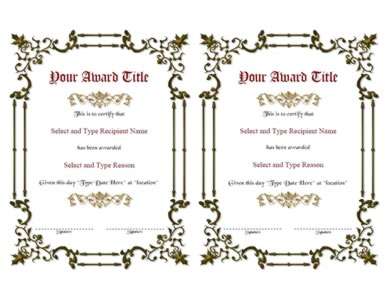 Green Spikey Border Certificate Template- Pair