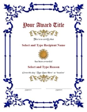 Double Blue Border With Brown Design Circle Award Template