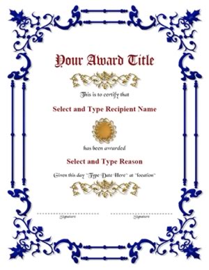 Double Blue Border With Brown Design Circle Award Template