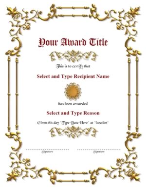 Double Gold Border With Brown Designed Circle Award Template