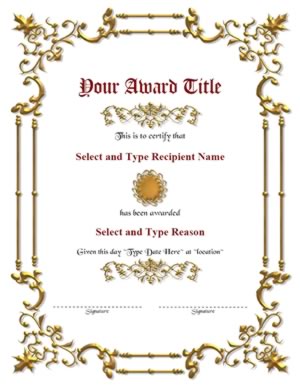 Double Gold Border With Brown Designed Circle Award Template