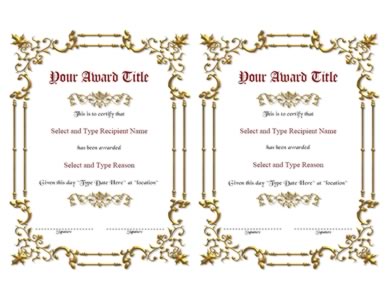 Gold Spikey Border Certificate Template -Pair