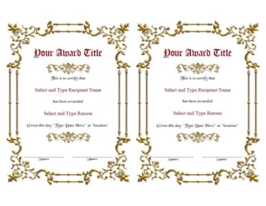 Gold Spikey Border Certificate Template -Pair