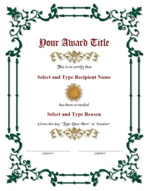 Green Spikey Border With Gold Emblem Template