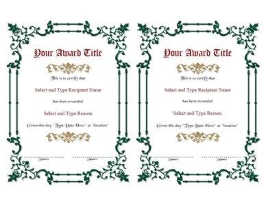 Green Spikey Border With Gold Emblem Template-Pair