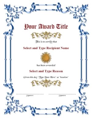 Blue Spikey Border With Gold Emblem Template