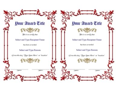 Red Spikey Border Certificate Template Pair