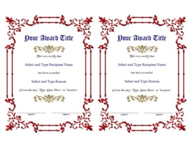 Red Spikey Border Certificate Template Pair