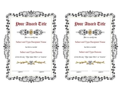 Black Spikey Border Certificate Template -Pair