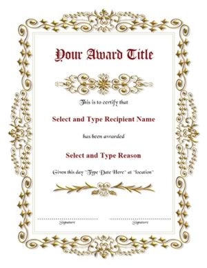Gold Spikey Border Blank Certificate Template