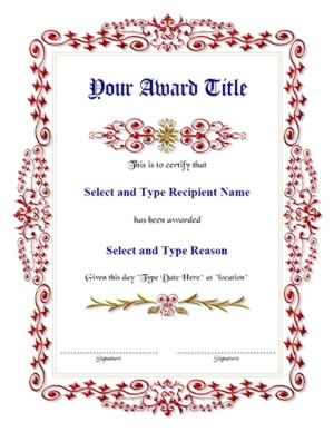 Red Spikey Border Blank Award Certificate Template