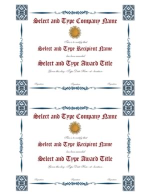 Blue Border with Gold Emblem certificate Template Pair