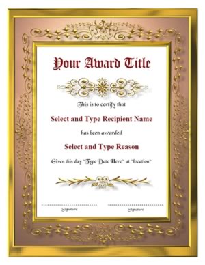 Gold And Brown Border Blank Certificate Template