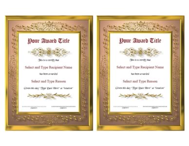 Gold And Brown Border Blank Certificate Template Pair