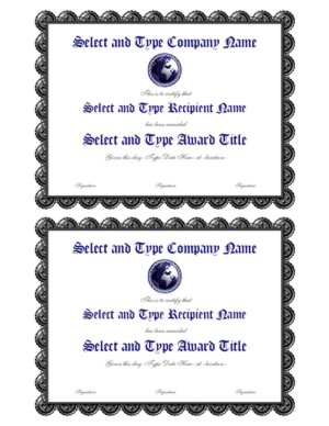 Gray Semicircle Border with Blue Emblem Certificate Template Pair