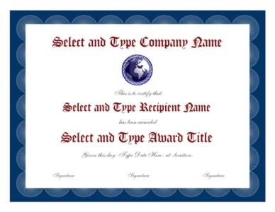 Blue Border with Blue Emblem Certificate Template