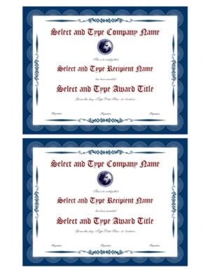 Blue Border Blank Certificate Template Pair