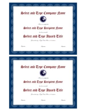 Blue Border Blank Certificate Template Pair-Two 