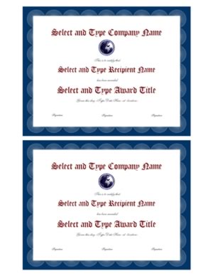 Blue Border Blank Certificate Template Pair-Two 