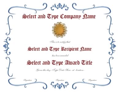 Blue Border Gold Emblem Blank Certificate Template