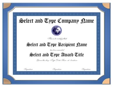 Double Blue with Gold Corners Blank Award Template